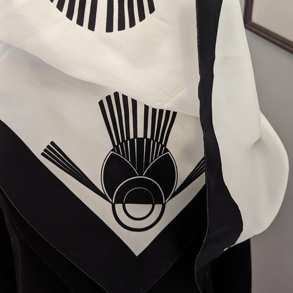 Vintage Square Black and White Bird Scarf - Picture 2 of 4